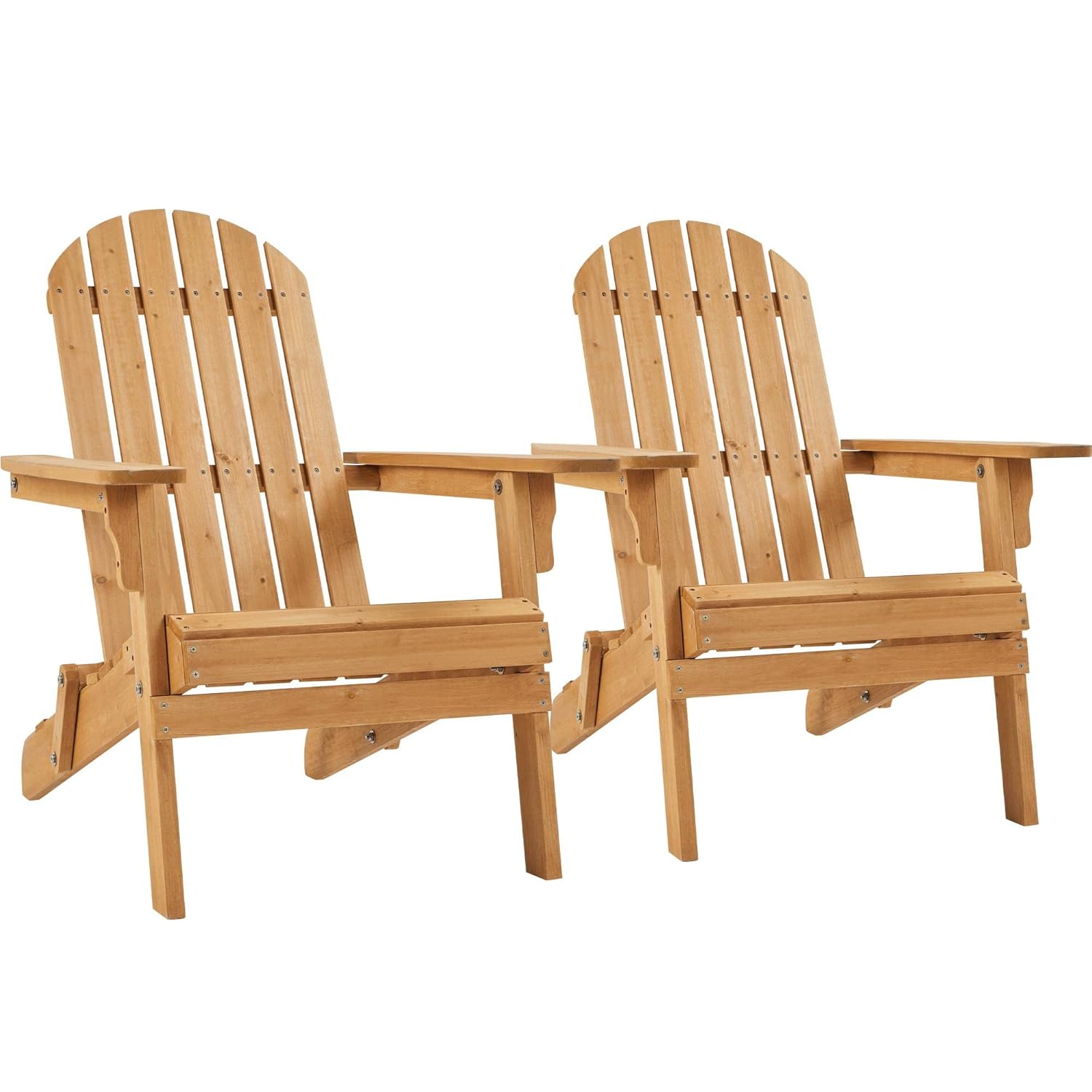 Outdoor Furniture Lounge Set - 折りたたみ式アディロンダックチェア 2脚セット 屋外用、300ポンド耐荷重の無垢材ガーデンチェア、耐候性、ファイヤーピット用ラウンジチェア、カスタマイズ可能