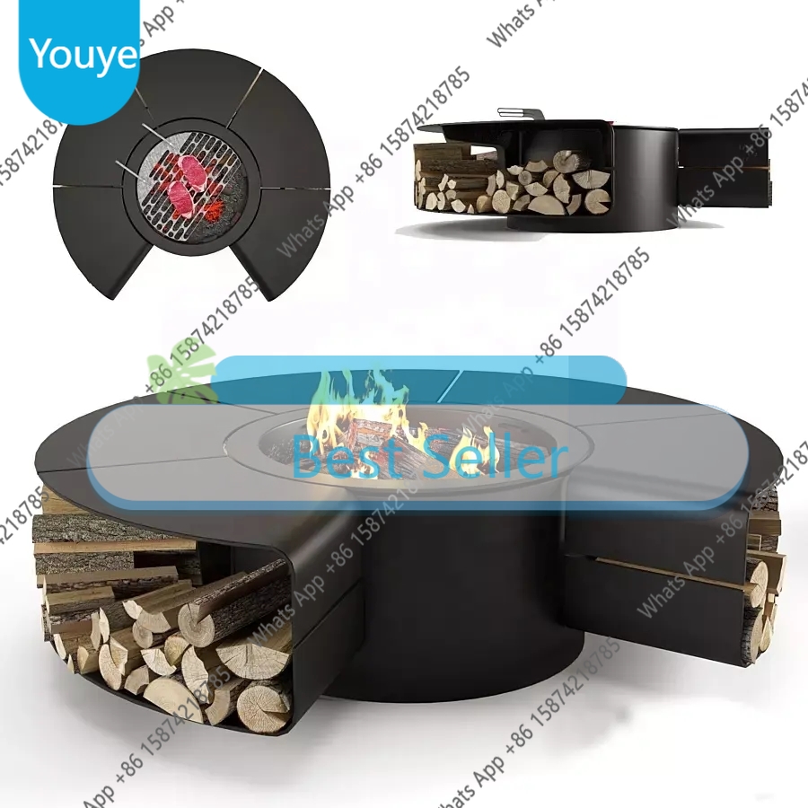 Outdoor Furniture With Fire Pit Table - I C アウトドア無煙焚き火台 特許取得済みスチール製焚き火台 ガーデン家具セット付き