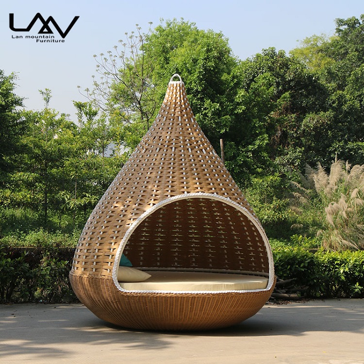 Outdoor Daybed Furniture - モダンなガーデン家具ホテルプールビーチ用ウィッカー鳥の巣型屋外ハンギングチェアサンベッドデイベッド