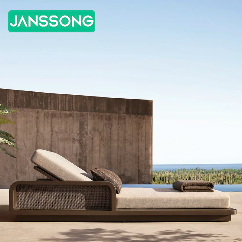 Outdoor Furniture Lounge Set - パティオラウンジチェアリゾート屋外家具セットヴィラサンラウンジャーパティオアルミラウンジホテルサンベッド