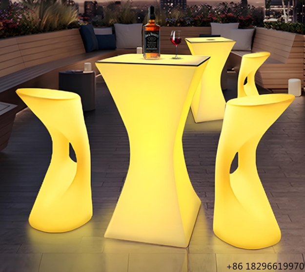 Outdoor Furniture Europe - ポータブルLEDバーカウンターテーブル＆イルミネーションバーチェアセット（ナイトクラブ、屋外、ホテル用）