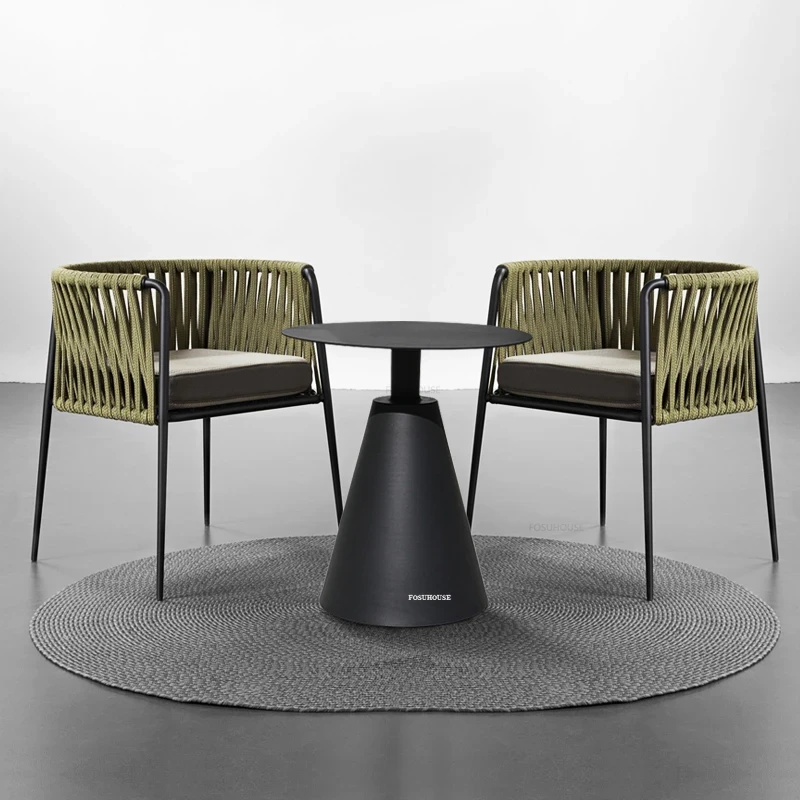 Outdoor Furniture Europe - 北欧ガーデン家具セット、モダンな屋外家具パティオ、バルコニーラタンチェア3点セット、レジャーヴィラテーブルチェア