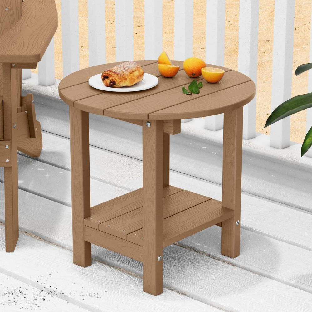 屋外用18インチサイドテーブル、収納棚付き、2段プラスチック - Outdoor Furniture Table のレビューと価格