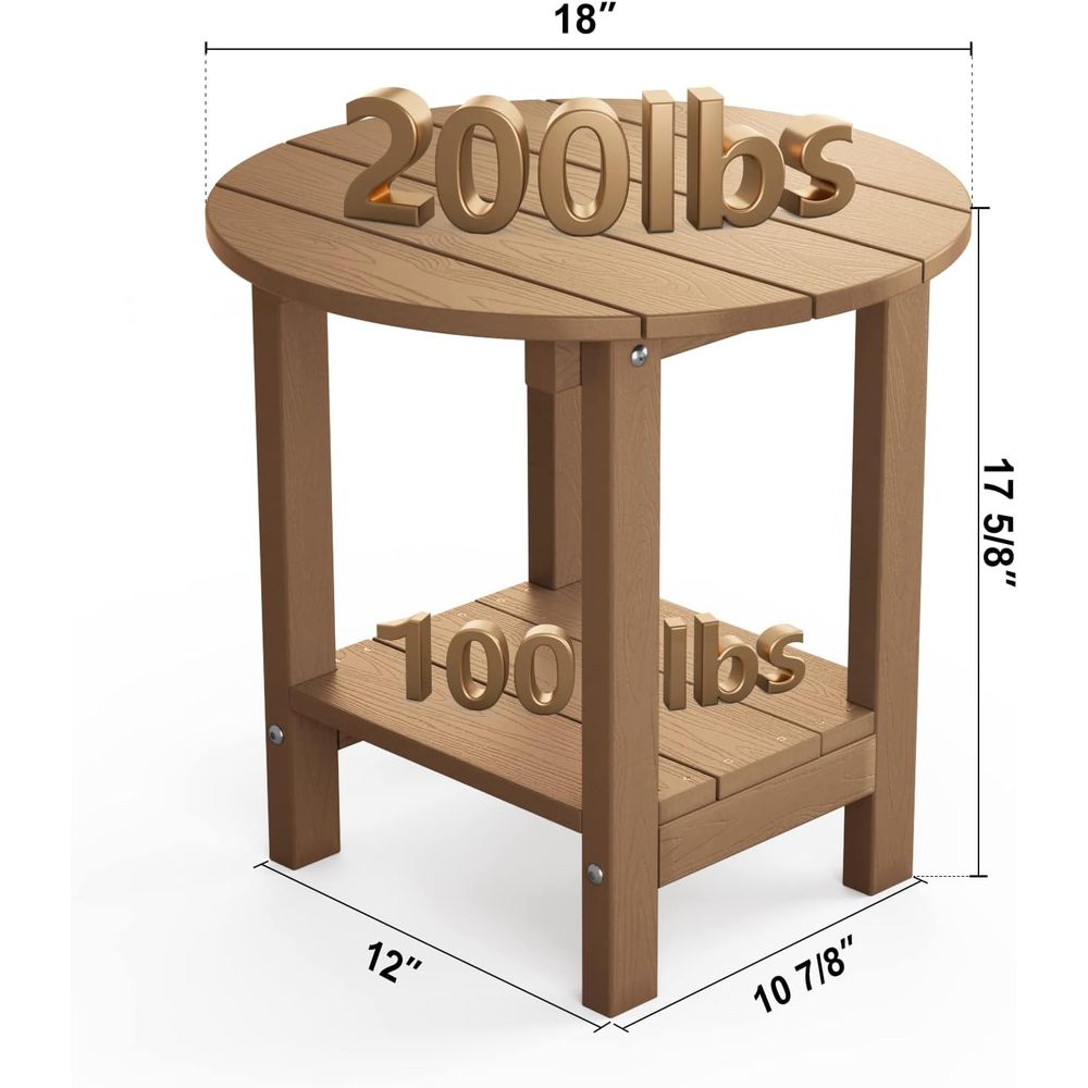 屋外用18インチサイドテーブル、収納棚付き、2段プラスチック - Outdoor Furniture Table のレビューと価格