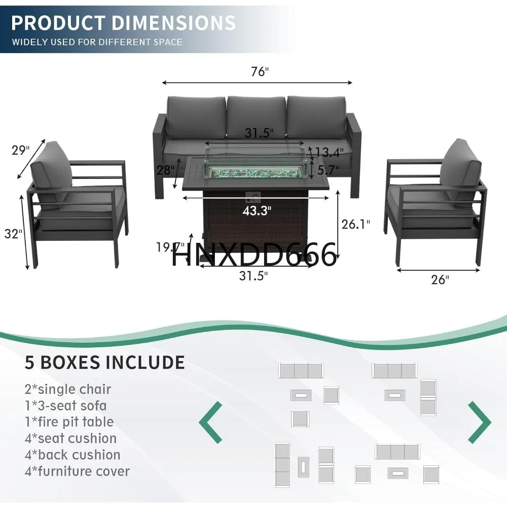 ファイヤーピットテーブル付きパティオ家具セット、6点セットア - Outdoor Furniture With Fire Pit Table のレビューと価格