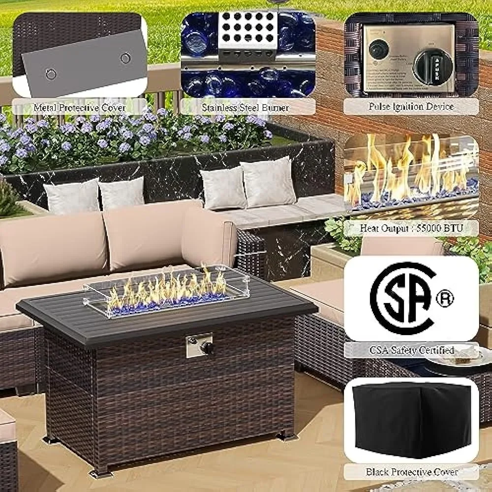 -プロパンファイヤーピットテーブル付きパティオ家具セット、1 - Outdoor Furniture With Fire Pit Table のレビューと価格