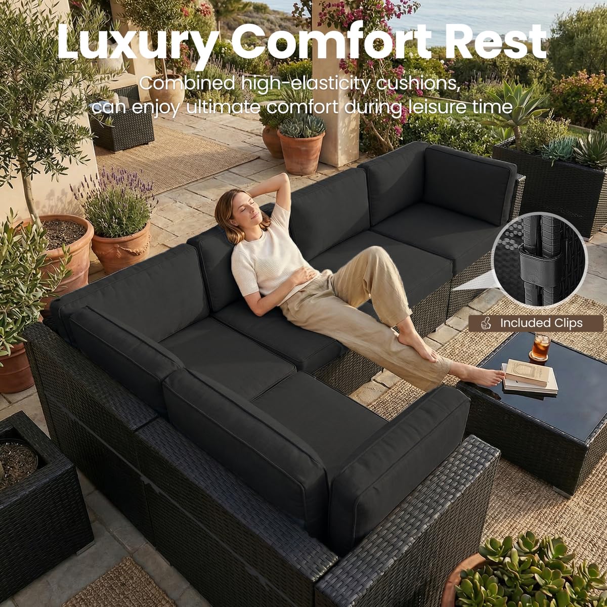 8点セットのパティオ家具、44インチのプロパンガス焚き火台付 - Outdoor Furniture With Fire Pit Table のレビューと価格