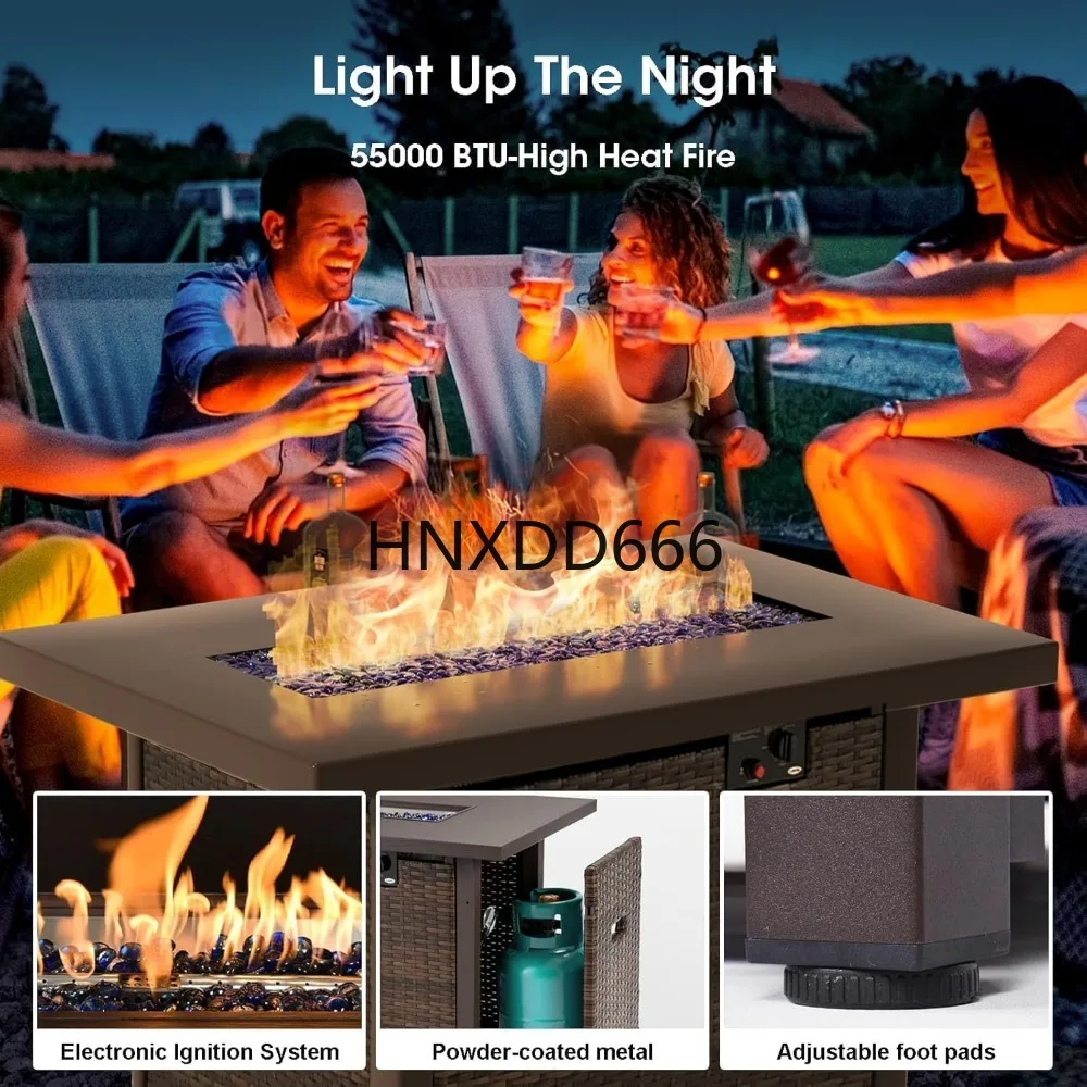 7点セットのパティオ家具セット、ファイヤーピットテーブル付き - Outdoor Furniture With Fire Pit Table のレビューと価格