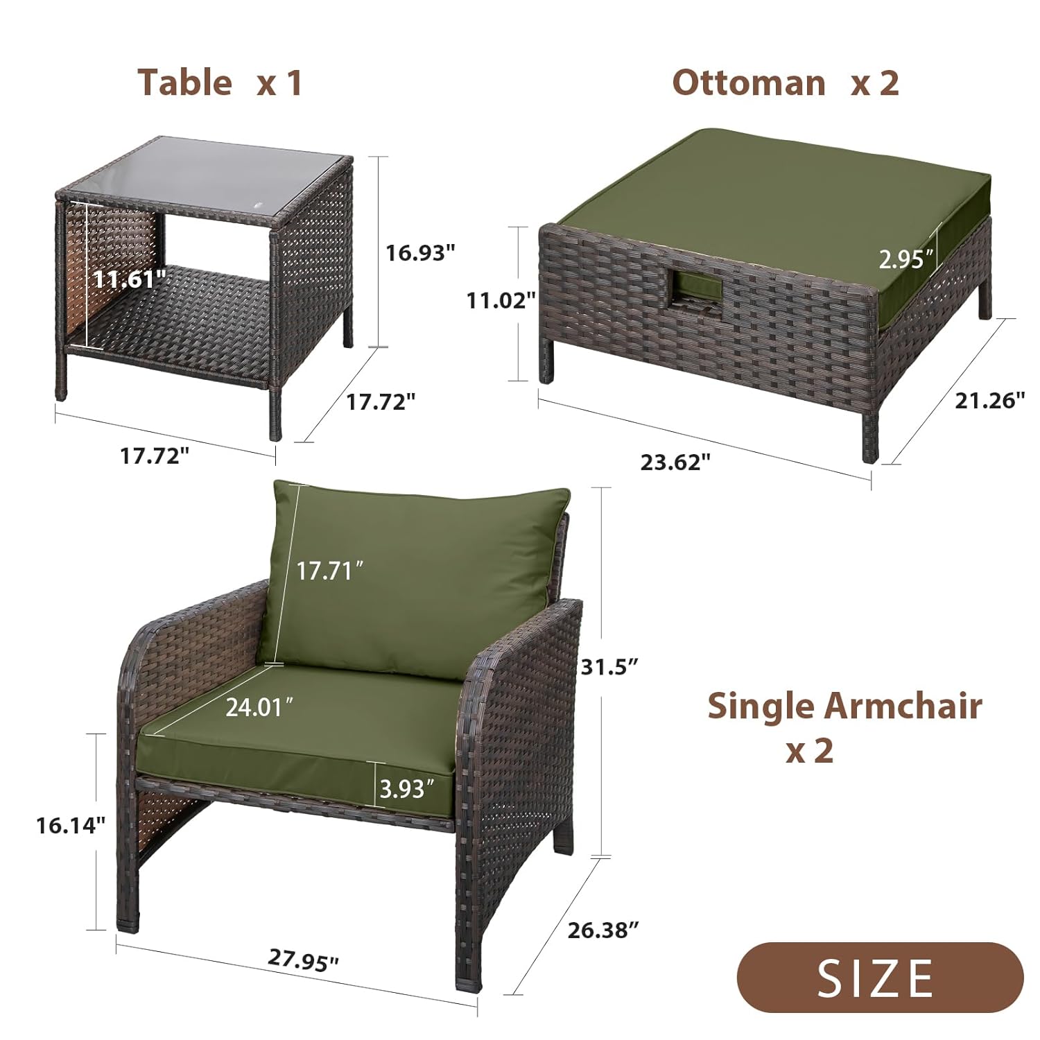 5ピースPEラタンパティオセット屋外ラウンジチェアオットマン - Outdoor Furniture Lounge Set のレビューと価格