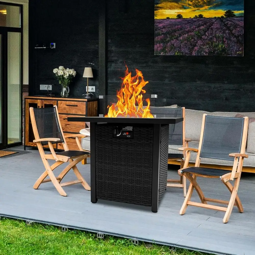 籐製屋外パティオ家具セット、豪華なクッション付き籐製セクショ - Outdoor Furniture With Fire Pit Table のレビューと価格