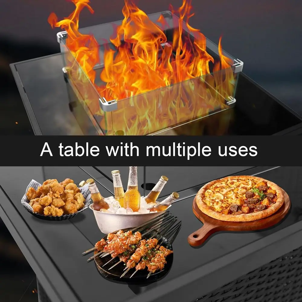 籐製屋外パティオ家具セット、豪華なクッション付き籐製セクショ - Outdoor Furniture With Fire Pit Table のレビューと価格