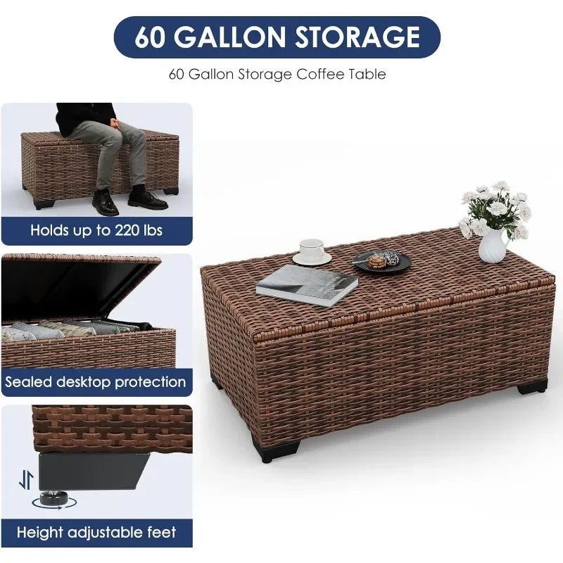 ファイヤーピットテーブル付き家具セット、8ピース屋外特大セク - Outdoor Furniture With Fire Pit Table のレビューと価格