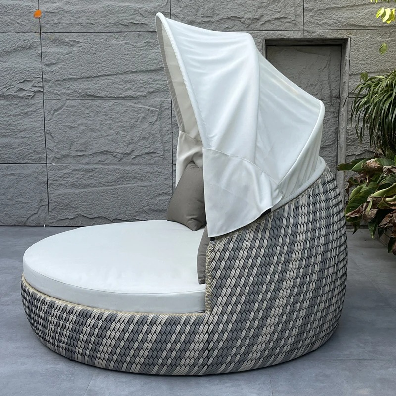 デイベッド、紫外線防止防錆丸型、籐製ラウンジソファ、キャノピ - Outdoor Furniture Lounge Set のレビューと価格