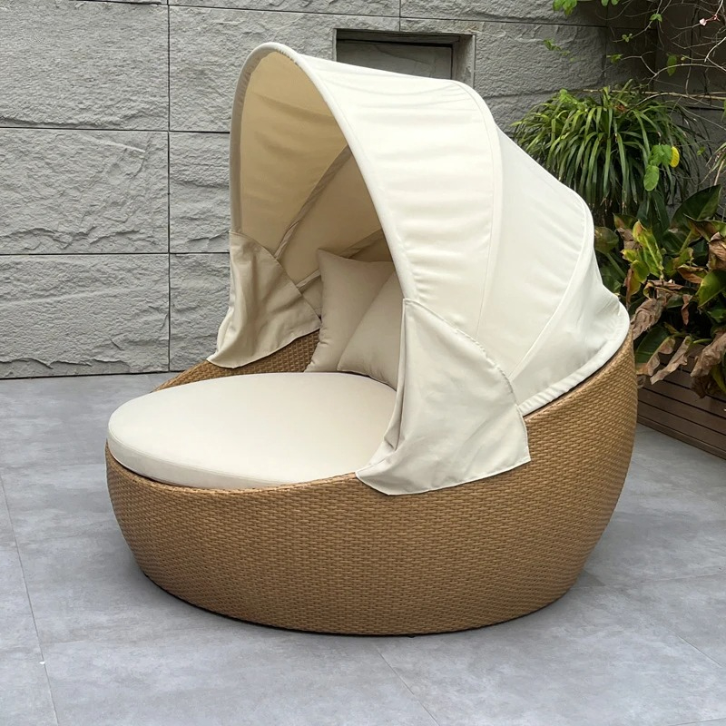 デイベッド、紫外線防止防錆丸型、籐製ラウンジソファ、キャノピ - Outdoor Furniture Lounge Set のレビューと価格