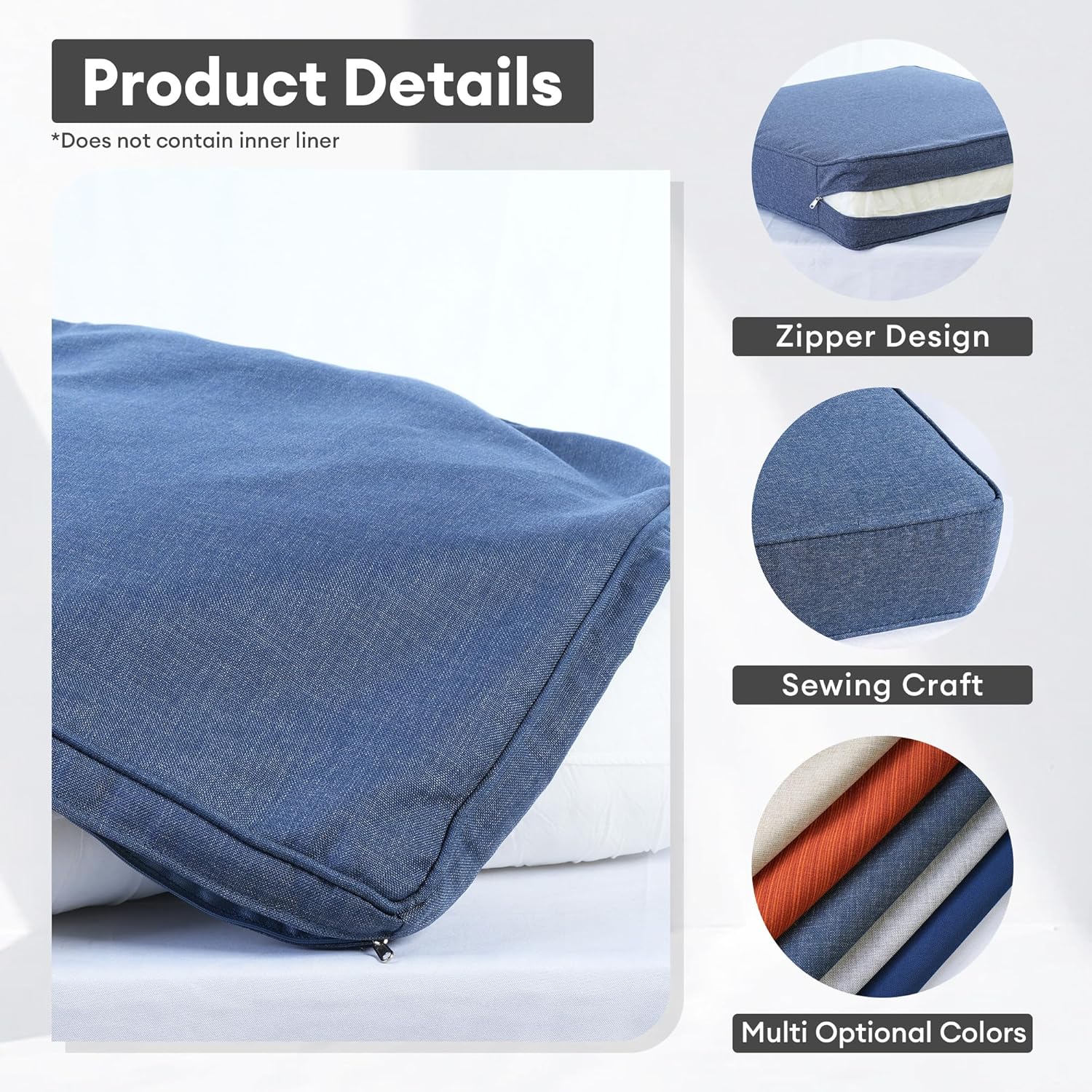 屋外パティオ家具用クッションカバー、デニムブルー、防水、ジッ - Outdoor Furniture Covers のレビューと価格