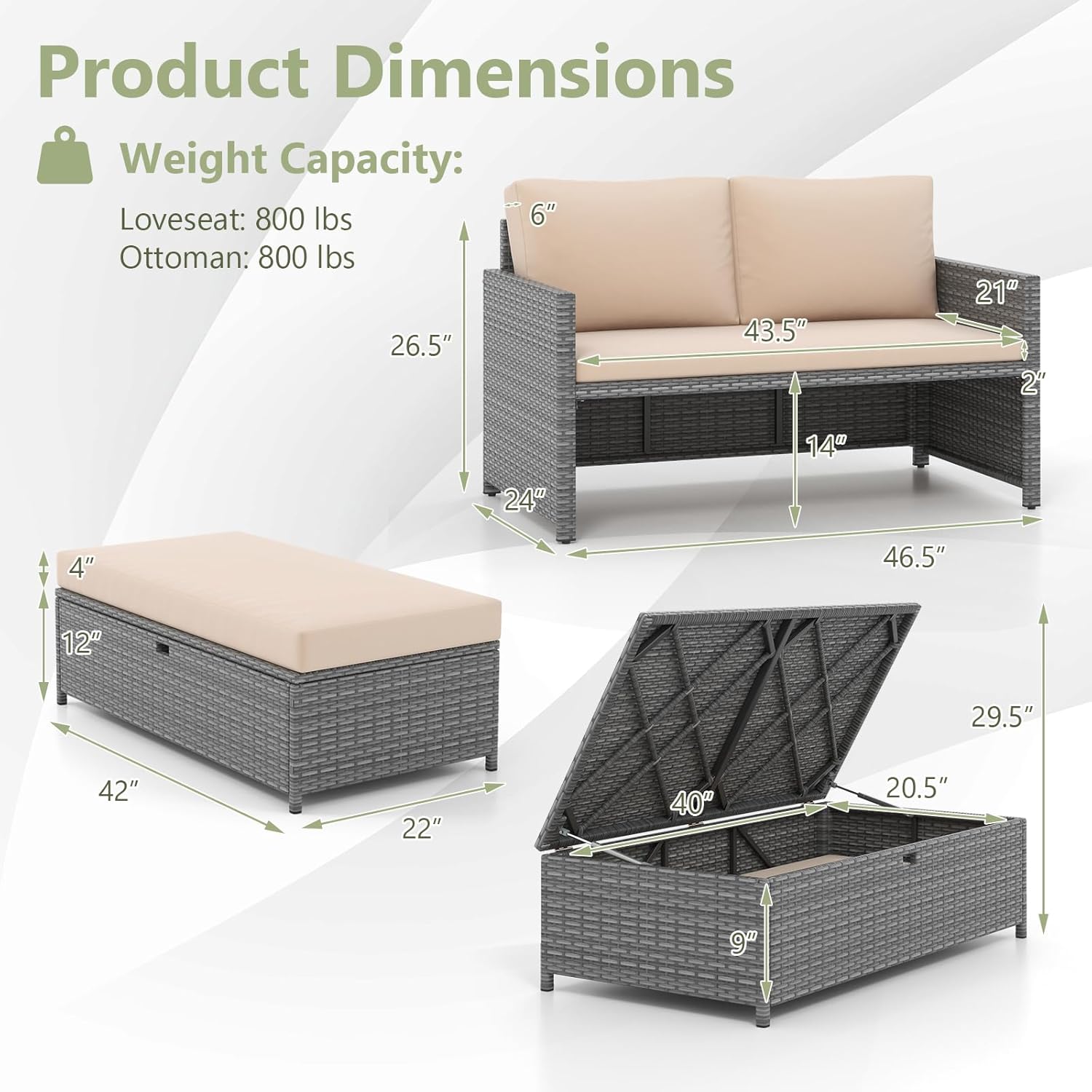 籐製パティオデイベッド ラブシート オットマン クッション  - Outdoor Daybed Furniture のレビューと価格