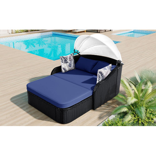 79.9インチの屋外用サンベッド、調節可能なキャノピー付き  - Outdoor Daybed Furniture のレビューと価格