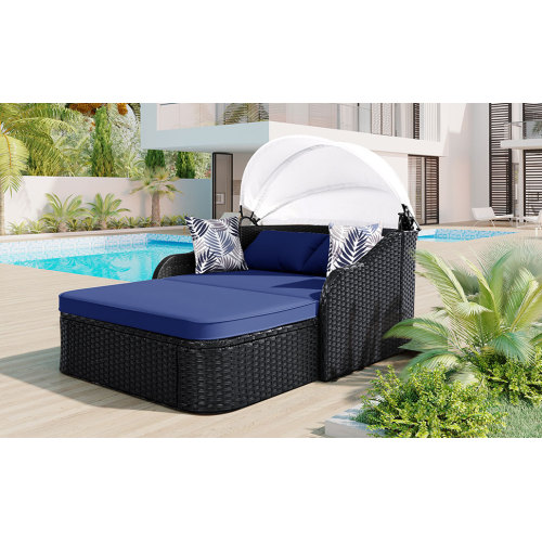 79.9インチの屋外用サンベッド、調節可能なキャノピー付き  - Outdoor Daybed Furniture のレビューと価格
