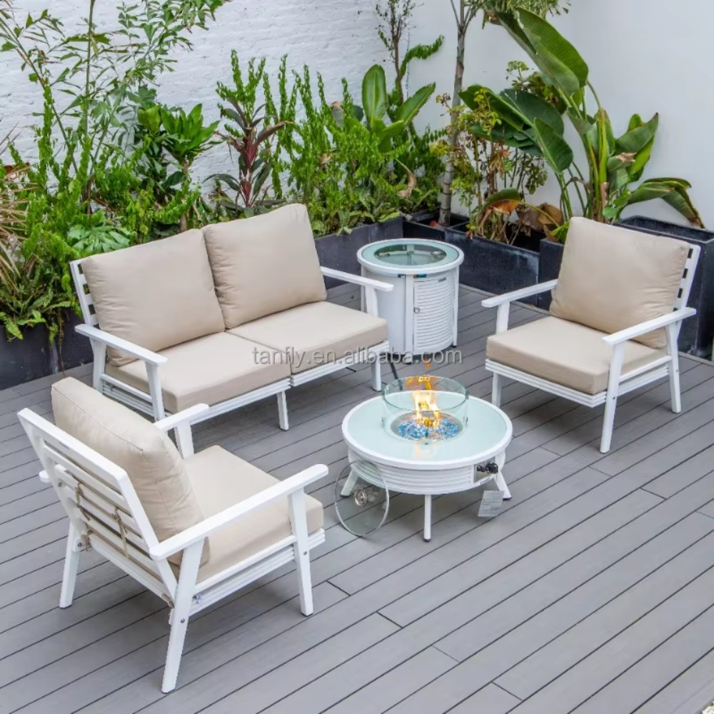 ヴィラホテル屋外家具セット モダンアルミガーデン家具 ソファ - Outdoor Furniture With Fire Pit Table のレビューと価格