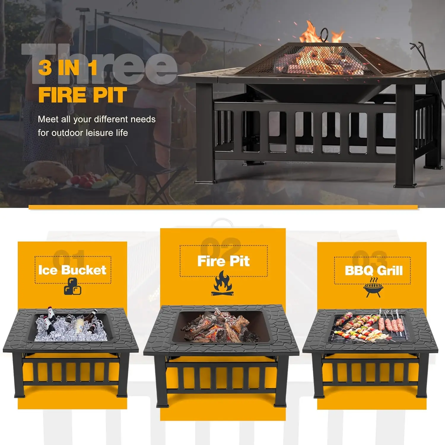 屋外ファイヤーピット、32インチファイヤーピットテーブル、防 - Outdoor Furniture With Fire Pit Table のレビューと価格