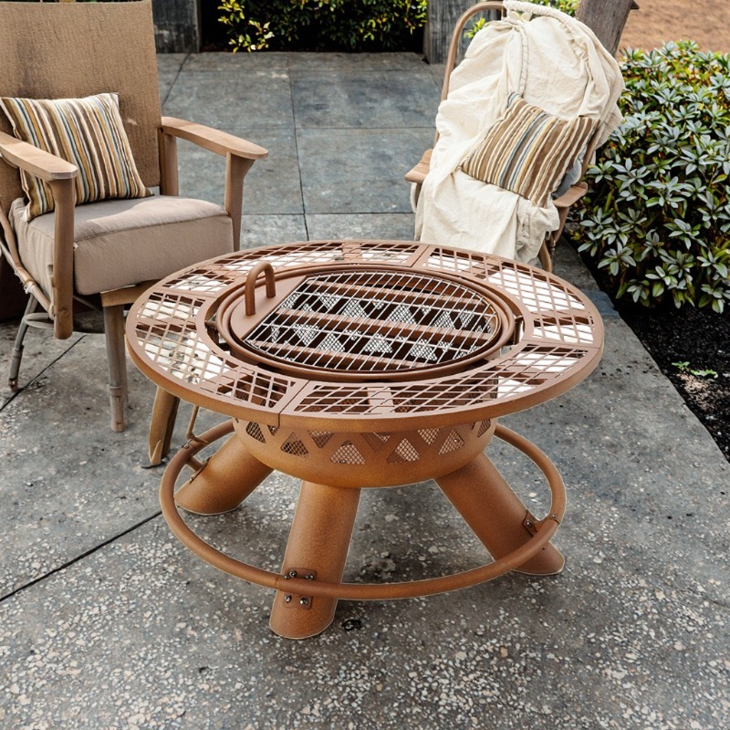 2026年式 モダン屋外スチール製 炭火・電気両用ファイヤー - Outdoor Furniture With Fire Pit Table のレビューと価格