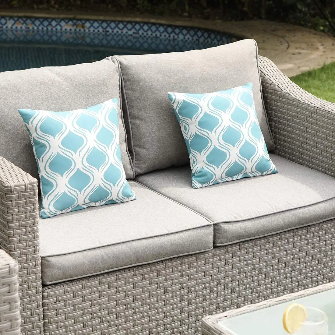 屋外用家具5点セット ウィッカー製セクショナルソファ ガス焚 - Outdoor Furniture With Fire Pit Table のレビューと価格