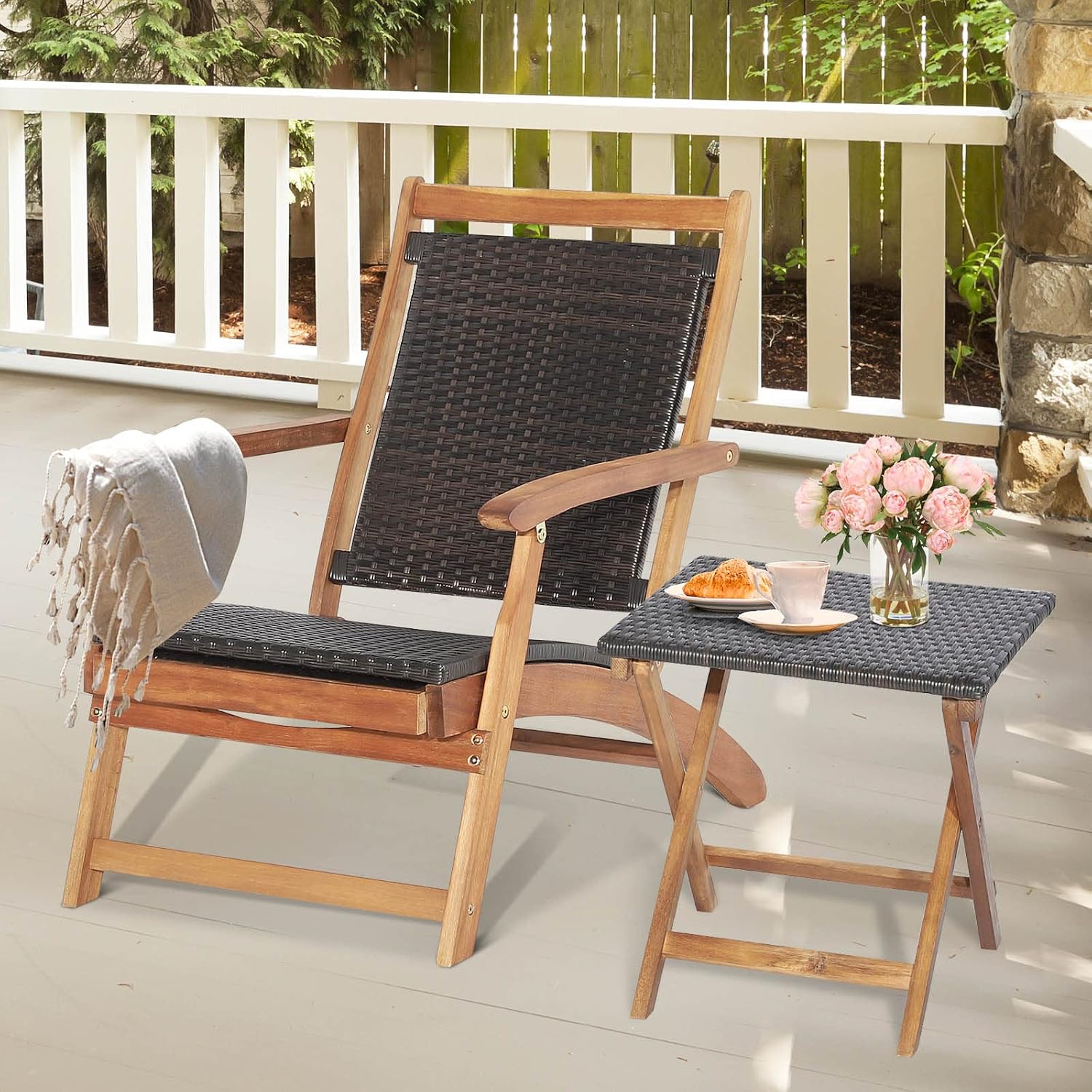 折りたたみ式屋外パティオラウンジチェアとサイドテーブルセット - Outdoor Furniture Lounge Set のレビューと価格