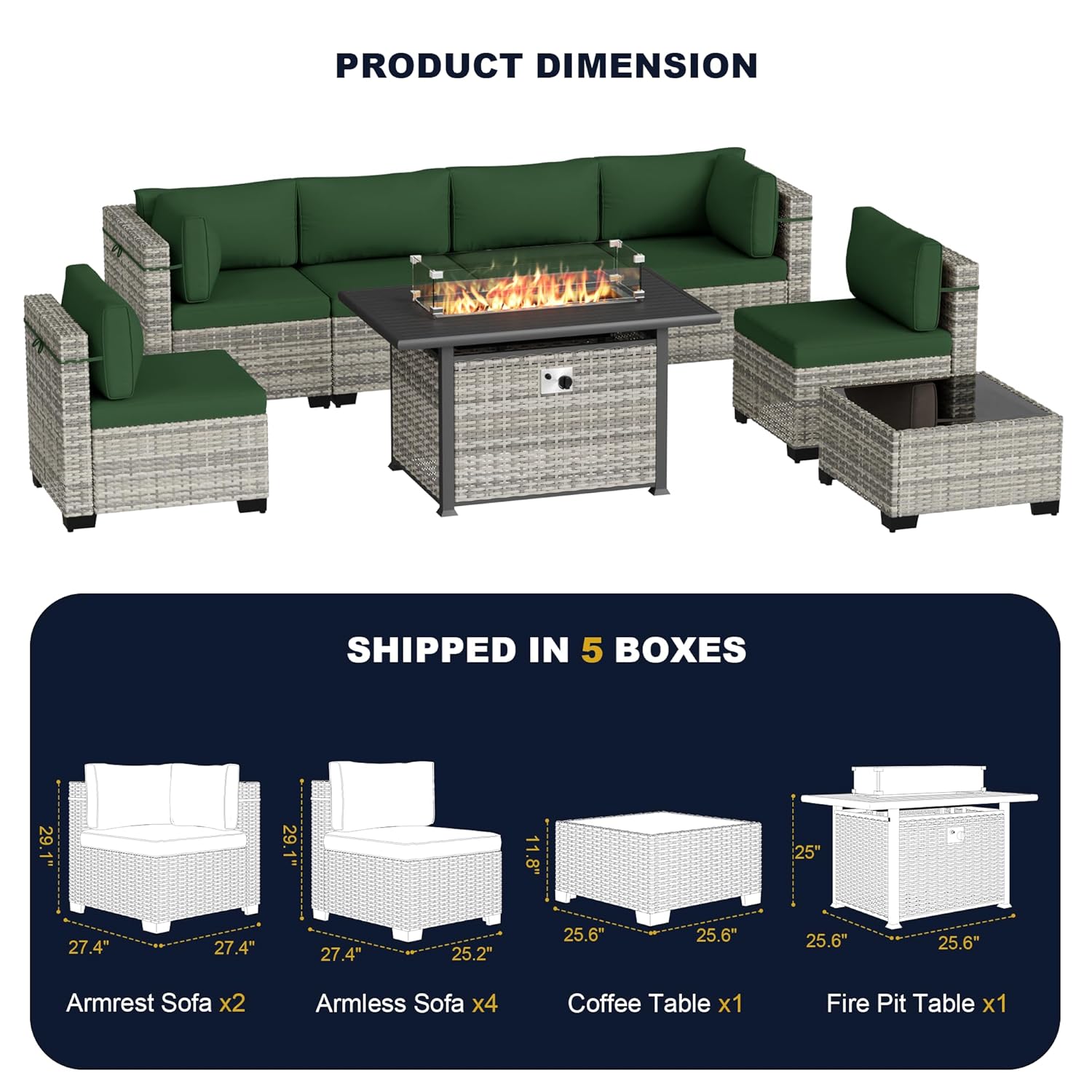 8点セットの屋外パティオ家具セット、55,000 BTUのフ - Outdoor Furniture With Fire Pit Table のレビューと価格
