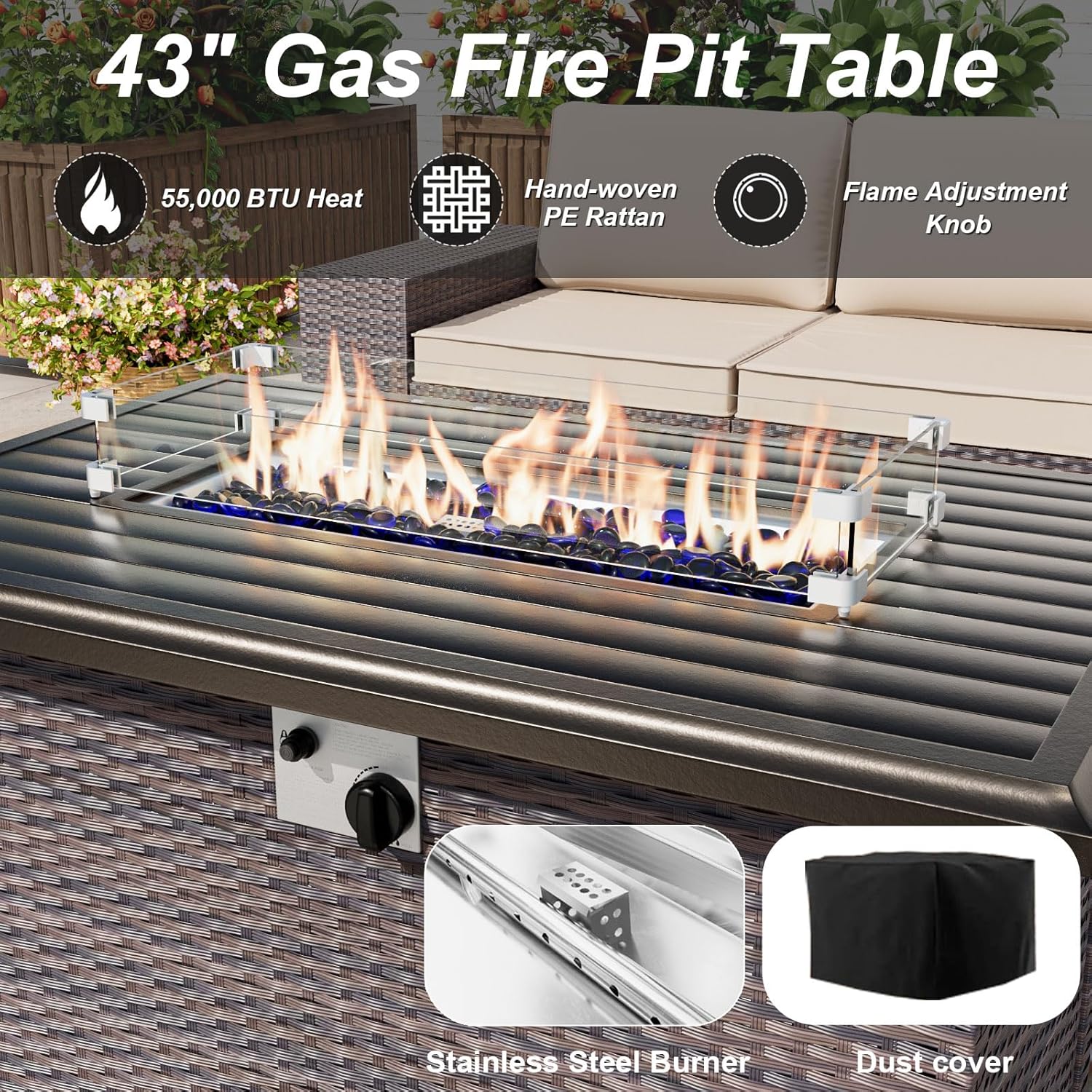 ファイヤーピットテーブル付きパティオ家具セット 55000  - Outdoor Furniture With Fire Pit Table のレビューと価格