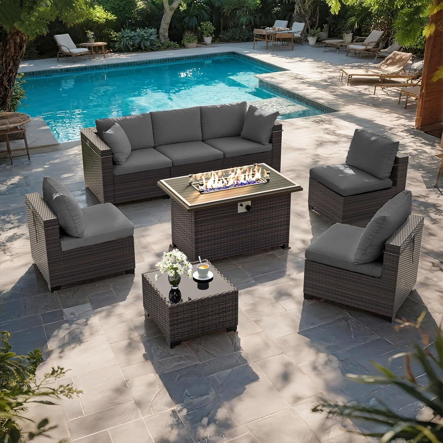 ファイヤーピットテーブル付きパティオ家具セット 55000  - Outdoor Furniture With Fire Pit Table のレビューと価格