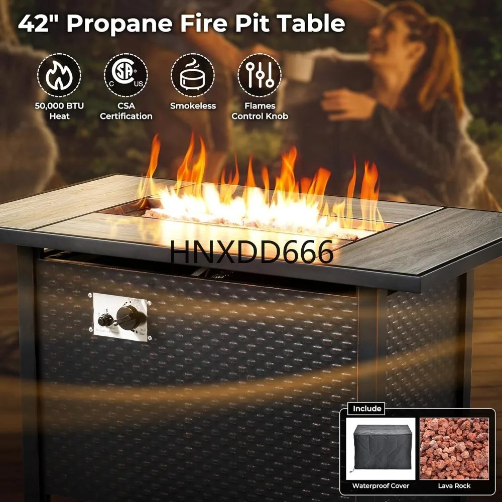 屋外用8点パティオ家具セット（ファイヤーピットテーブル、会話 - Outdoor Furniture With Fire Pit Table のレビューと価格