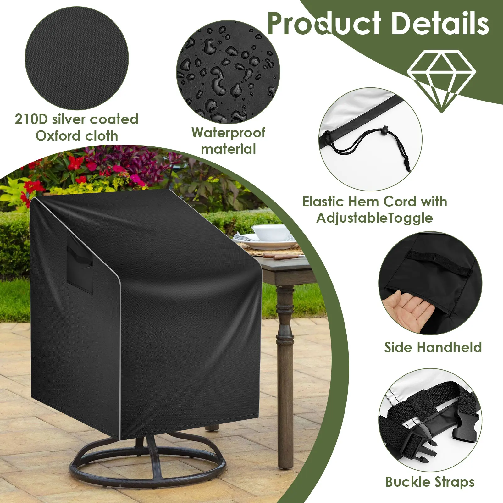 屋外用厚手チェアカバー 防水ガーデンユニバーサル家具防塵レイ - Outdoor Furniture Europe のレビューと価格