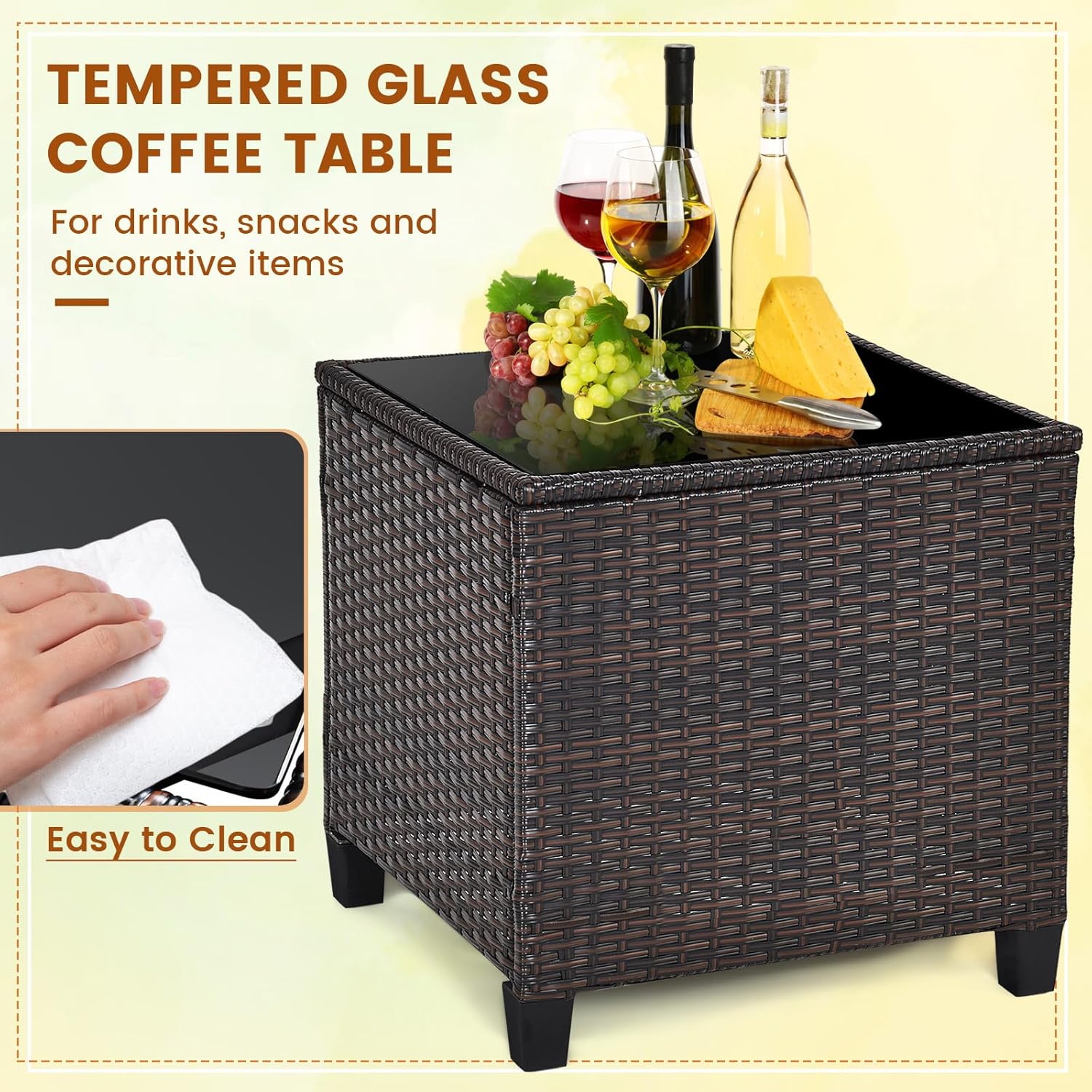 ネイビーブルーの籐製ウィッカー3ピース屋外ビストロセット、ク - Outdoor Furniture Table のレビューと価格